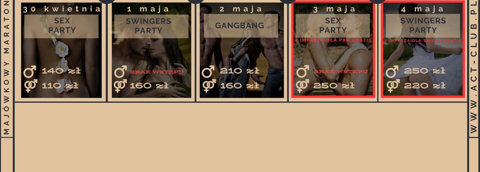 Majówkowy Maraton w ACT! - ACTSwingersClubWarszawa