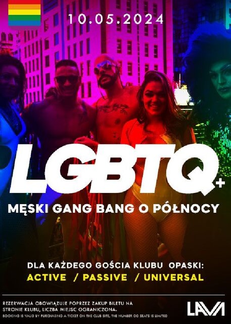 10.05.2024r. PIĄTEK - LGBTQ+ BI SEX PARTY - PROMOCJA -50% MIĘD - LavaClub