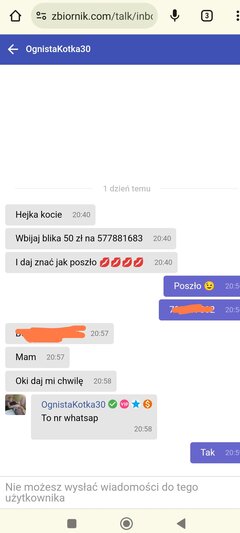 Ostrzegam przed użytkownikiem OgnistaKotka30 wyłudza pieniądz