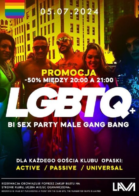 05.07.2024r. PIĄTEK - LGBTQ+ BI SEX PARTY - PROMOCJA DO 21:00 - - LavaClub