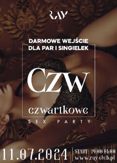 11.07.2024r. CZWARTKOWE SEX PARTY - 19:00-01:00