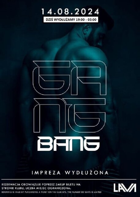 14.08.2024 WYDŁUŻONY ŚRODODOWY GANG BANG 19:00-03:00! - LavaClub