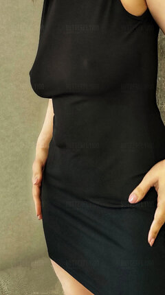 Black dress no bra
