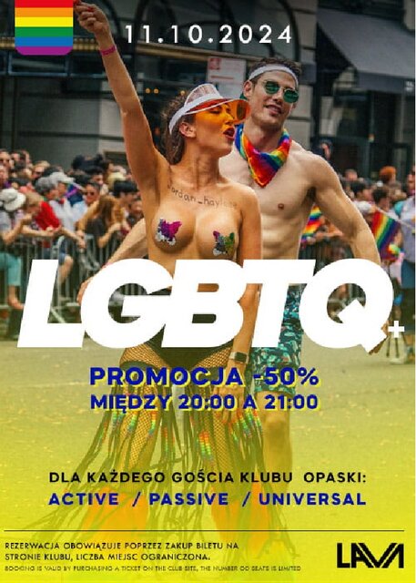 11.10.2024r. PIĄTEK - LGBTQ+ BI SEX PARTY - 20:00 - 04:00 - LavaClub