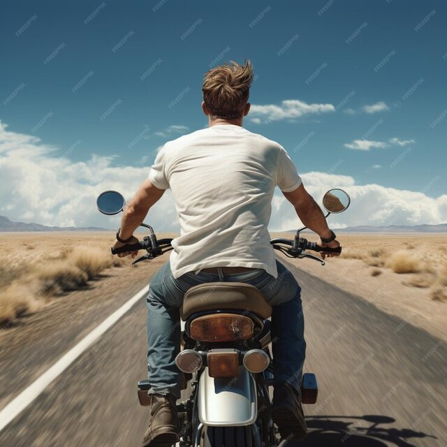 zdjecie-mezczyzny-na-rowerze-w-zwyklej-bialej-koszulce-tylem-do- - Pieknyptak